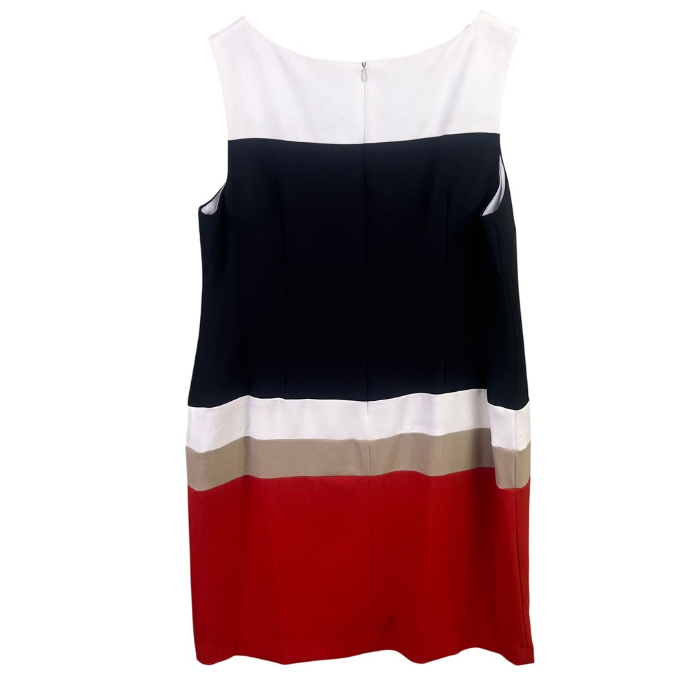 Studio One Color Block Red White Black Sleeveless Lined Shift Dress Size 18 - Picture 3 of 7